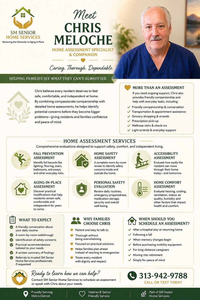 Chris Meloche service flyer — SM Senior Home Services