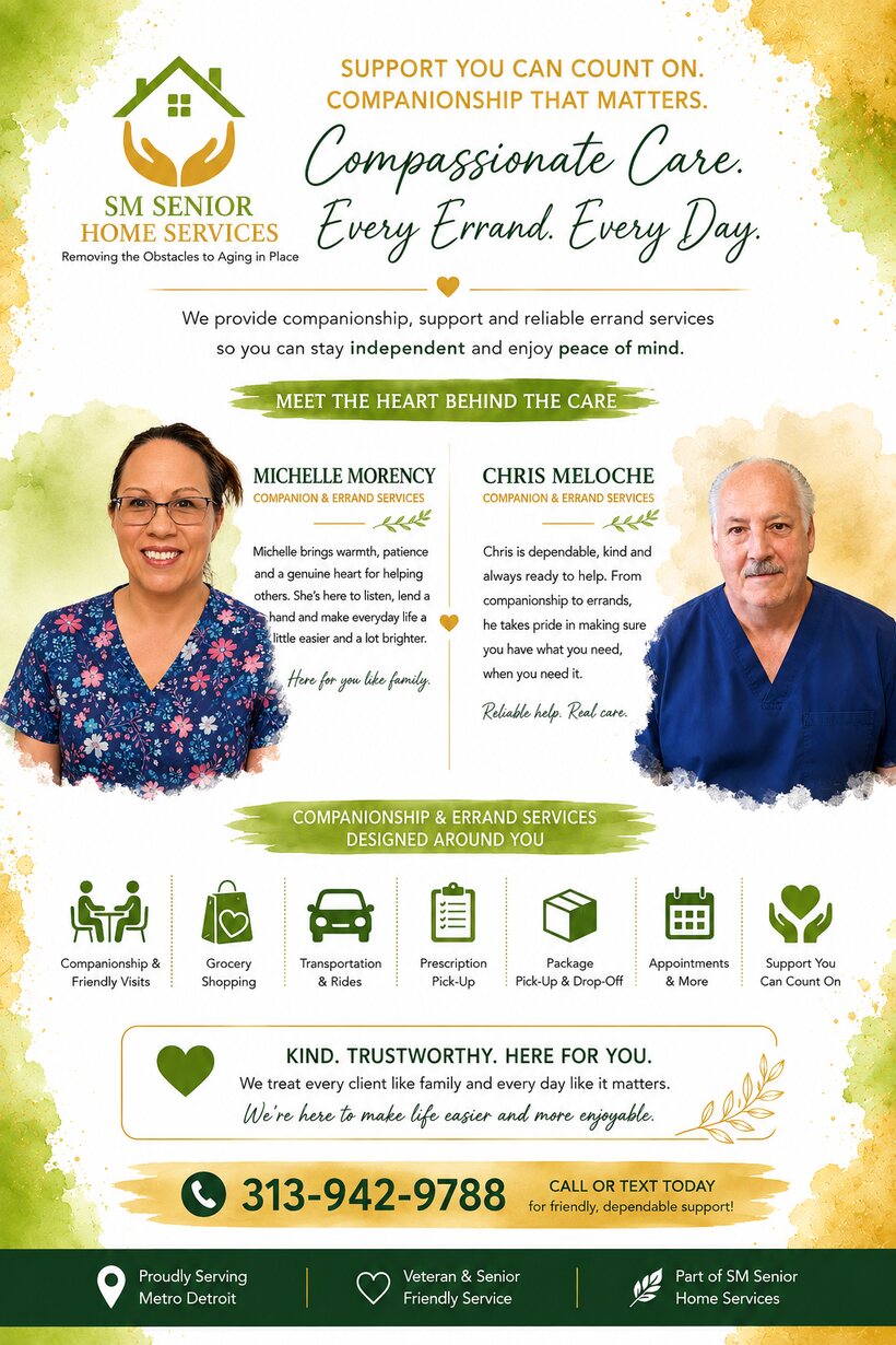 Chris Meloche service flyer — SM Senior Home Services