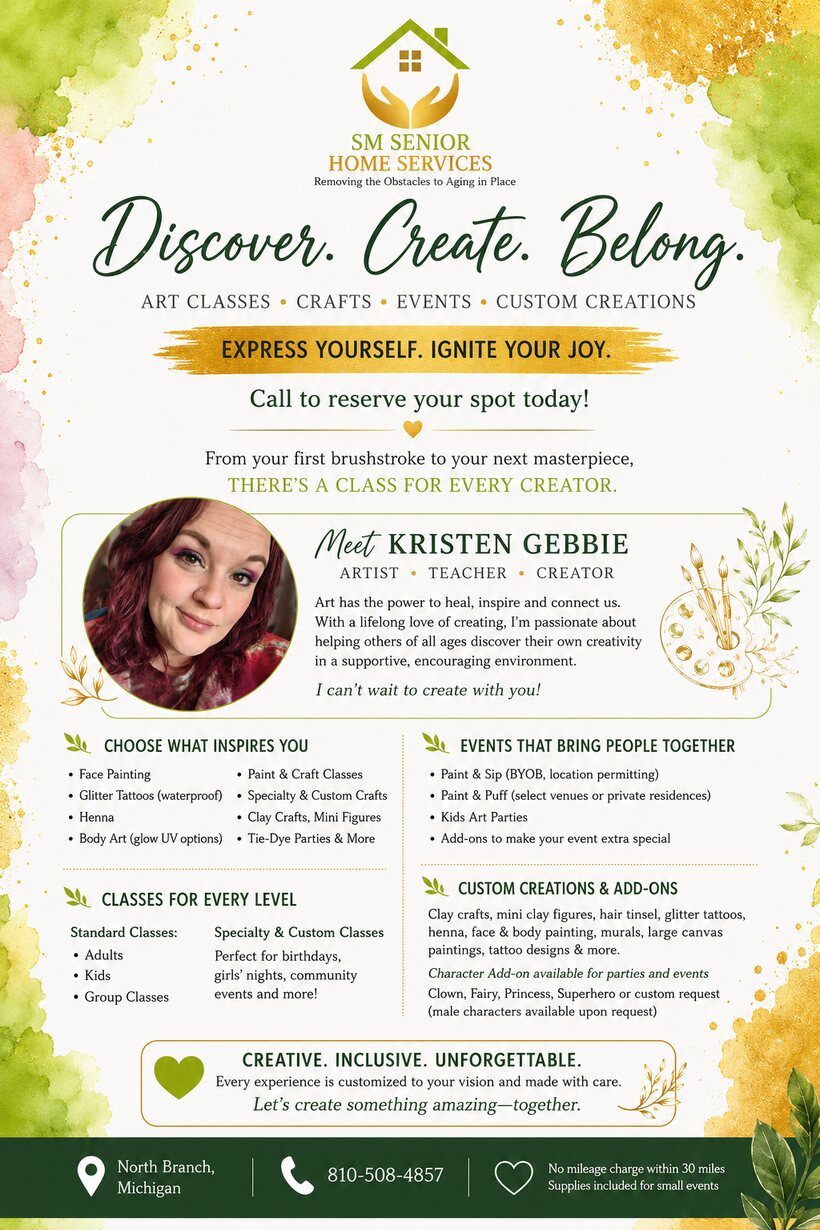 Kristen Gebbie service flyer — SM Senior Home Services