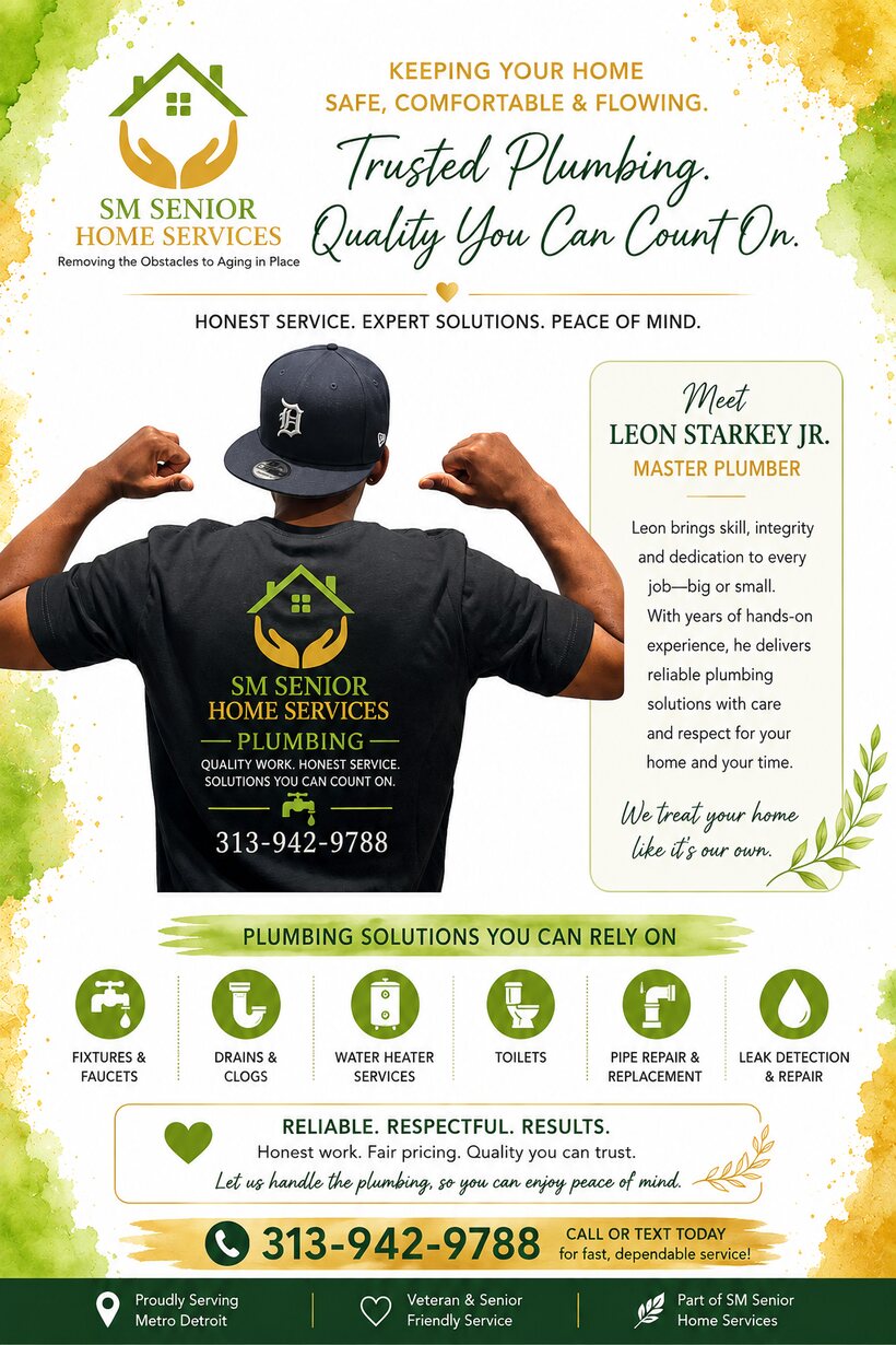 Leon Starkey Jr. service flyer — SM Senior Home Services
