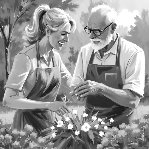 Gardening together illustration